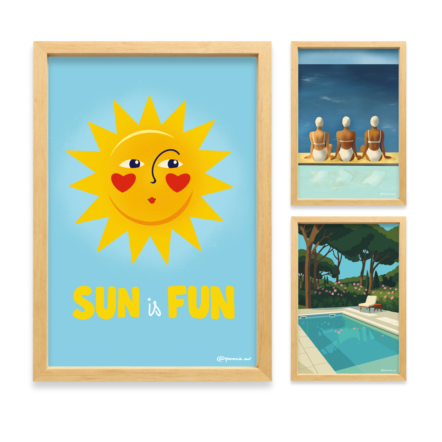 Collection d'affiches colorées inspirées par la mer et l'océan pour une décoration lumineuse et apaisante. 