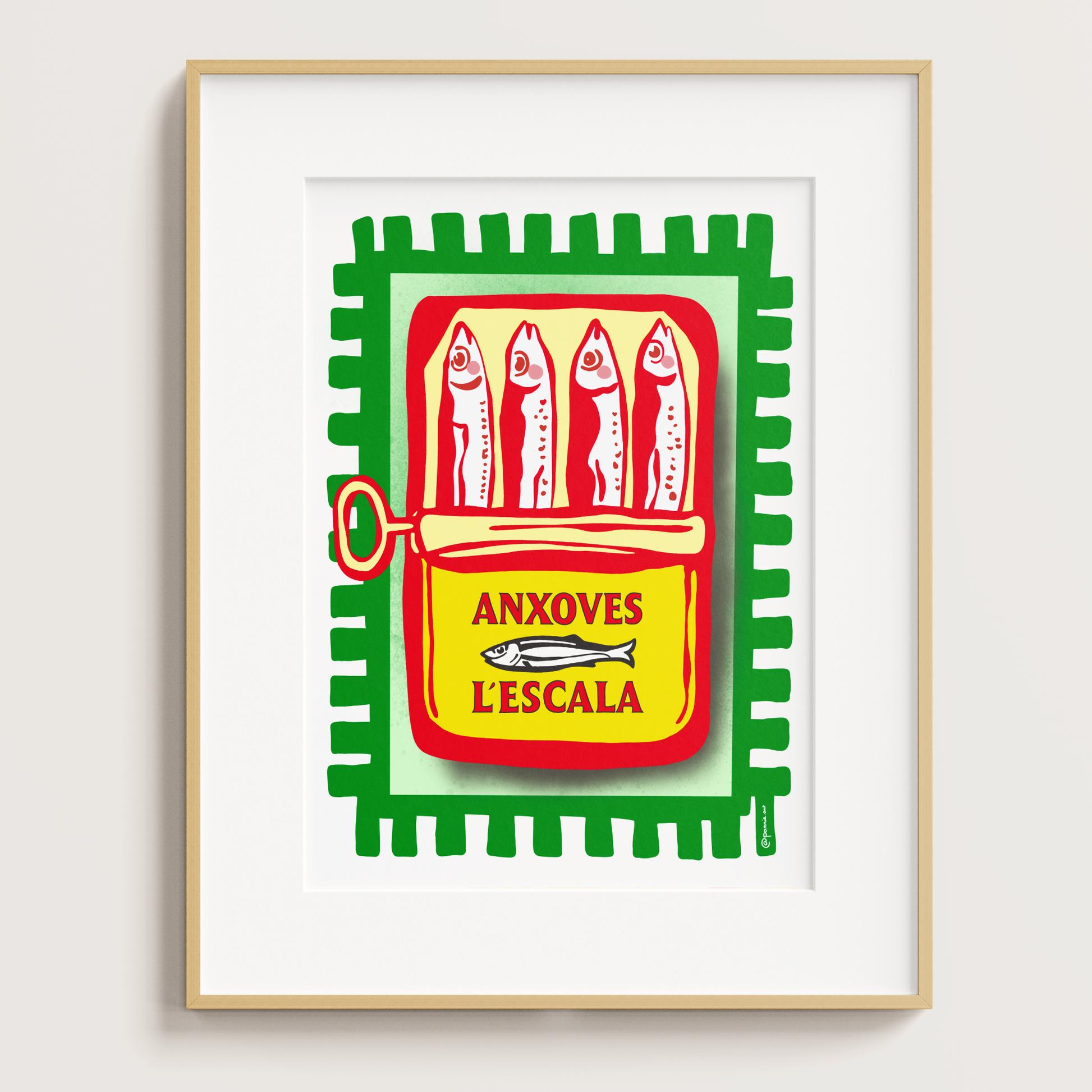 Illustration rétro de sardines inspirée de la Catalogne imprimée à Toulouse