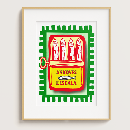 Illustration rétro de sardines inspirée de la Catalogne imprimée à Toulouse