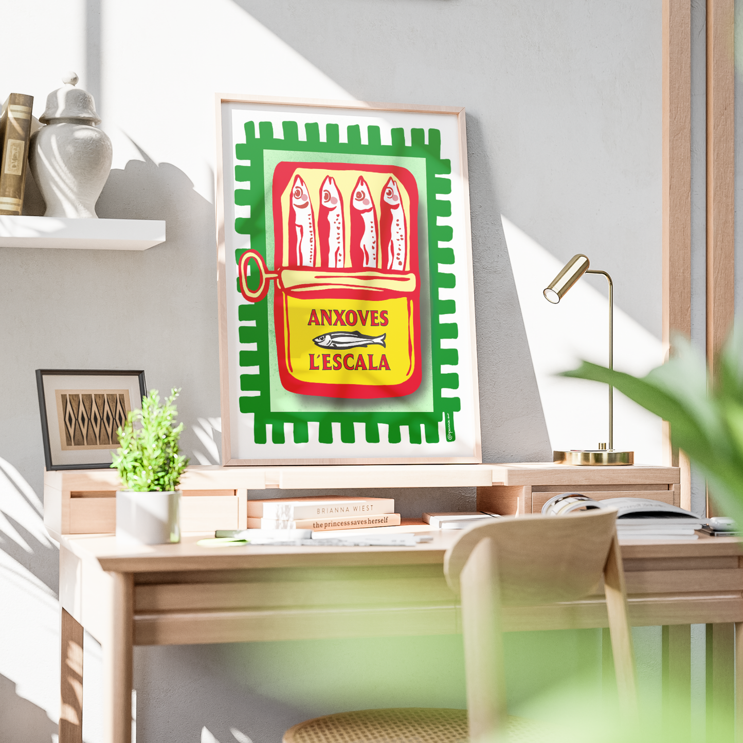 Poster graphique méditerranéen inspiré des célèbres anxoves de L’Escala