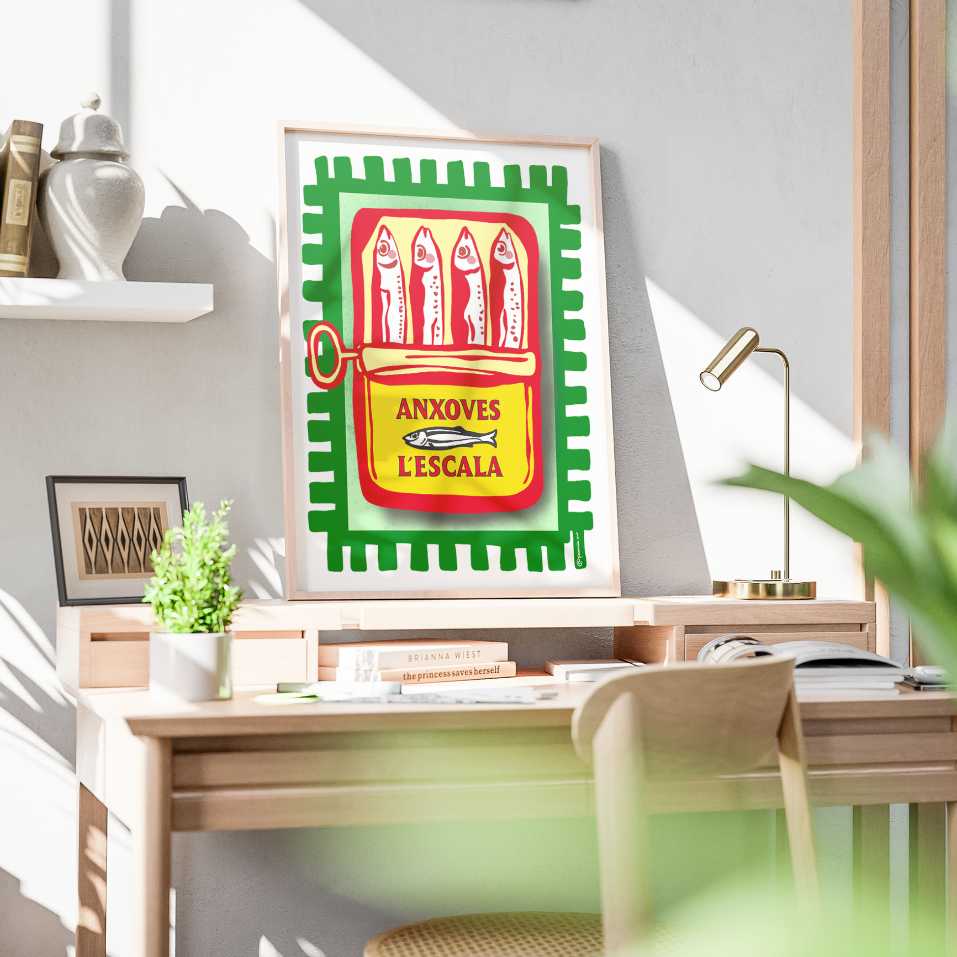 Poster graphique méditerranéen inspiré des célèbres anxoves de L’Escala
