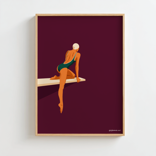 Plongeuse Assise - Affiche