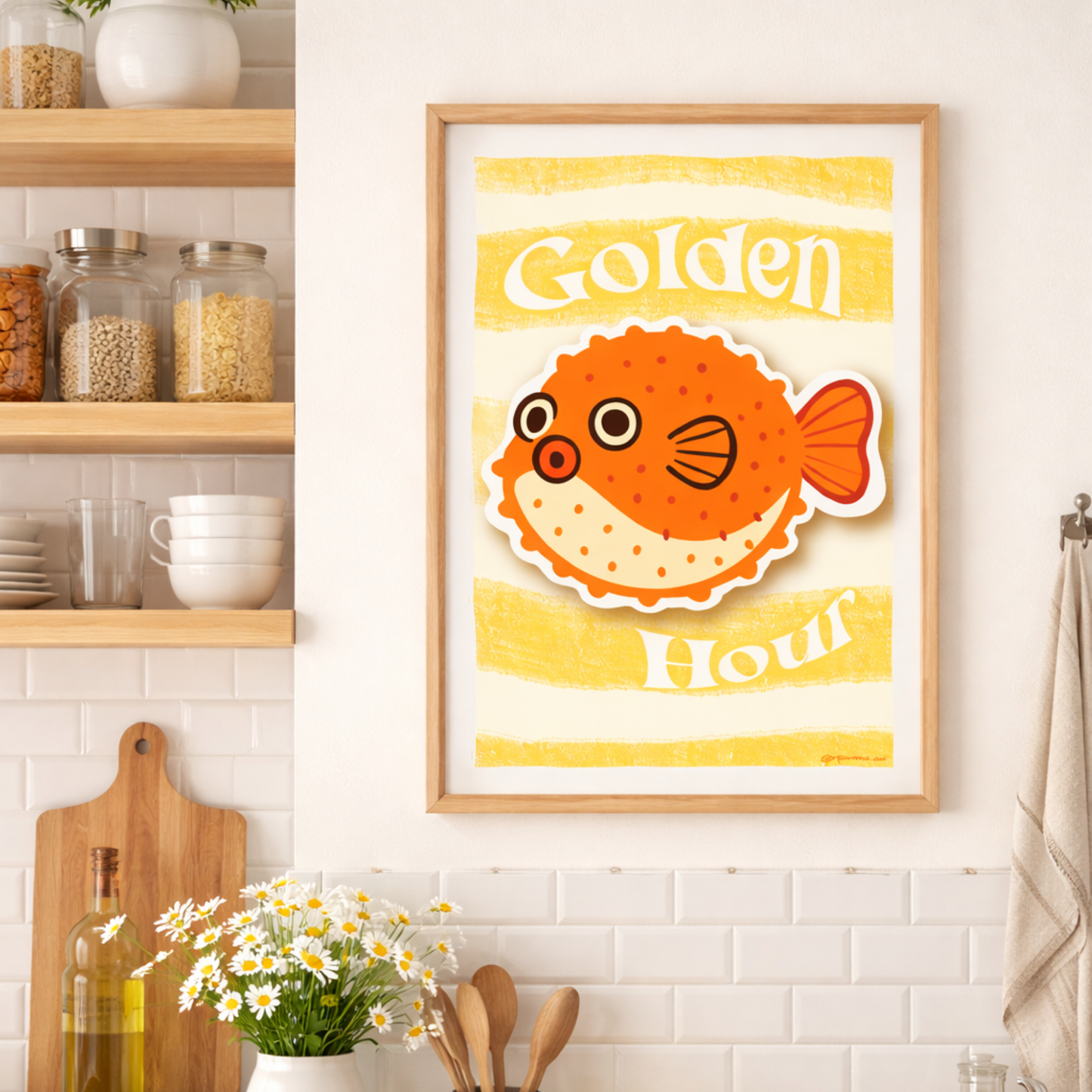 Poisson Globe Golden Hour - Affiche