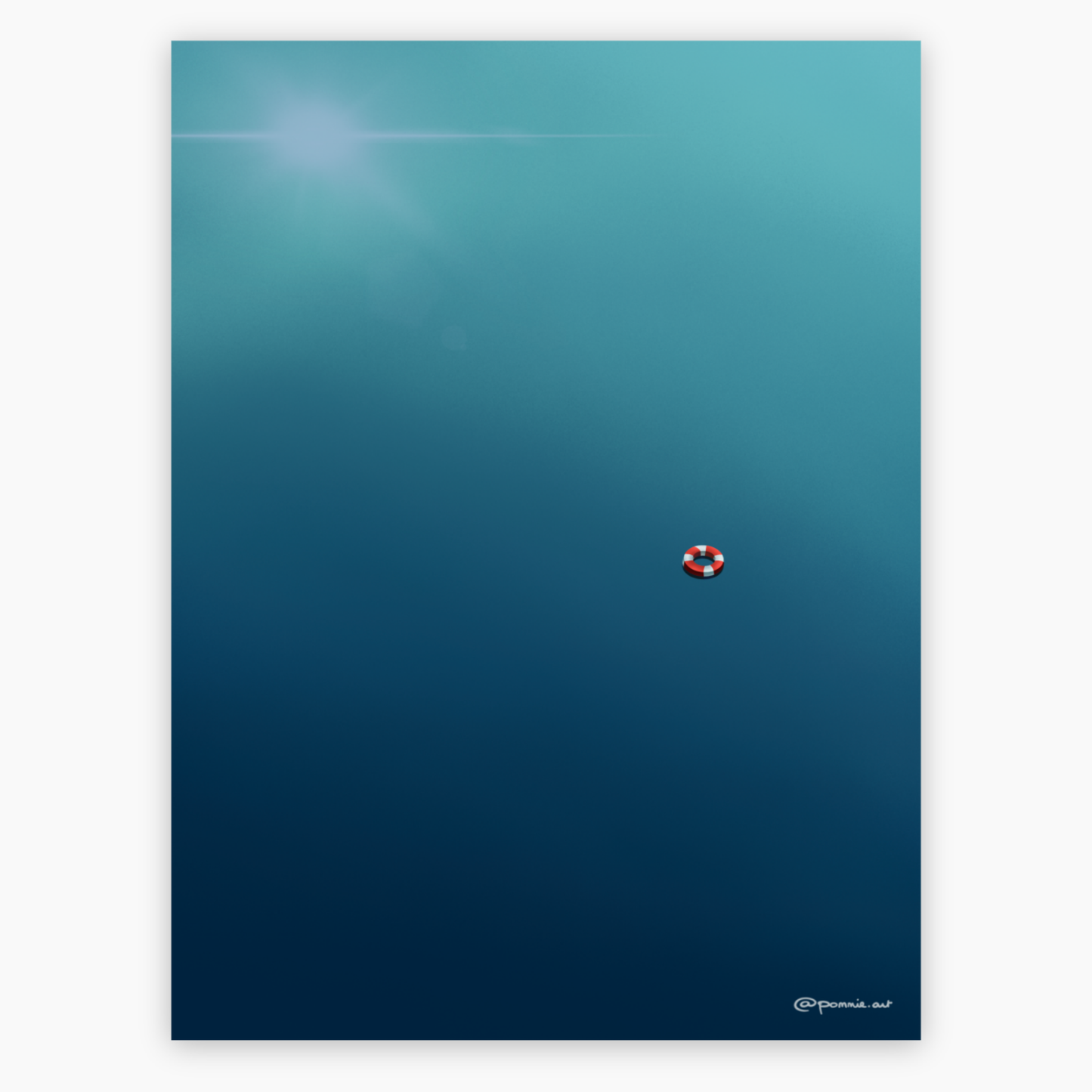 Affiche décorative représentant une bouée perdue au milieu de la mer