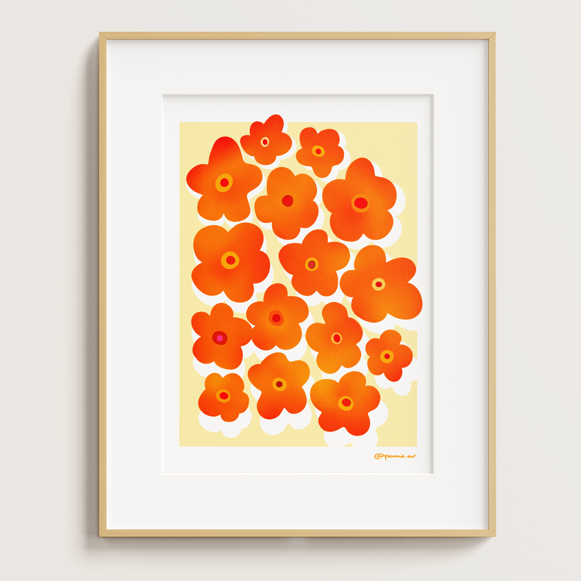 Illustration décorative de fleurs oranges aux formes simples et modernes