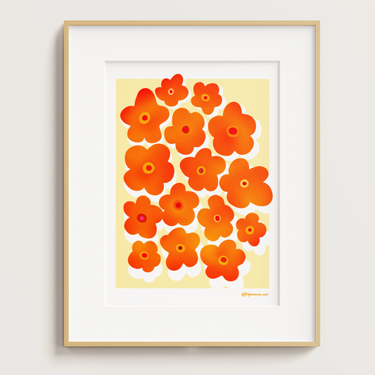 Illustration décorative de fleurs oranges aux formes simples et modernes