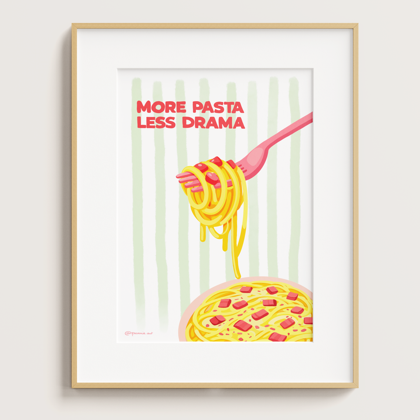 Poster cuisine inspiré de l’univers de la pasta avec typographie rétro